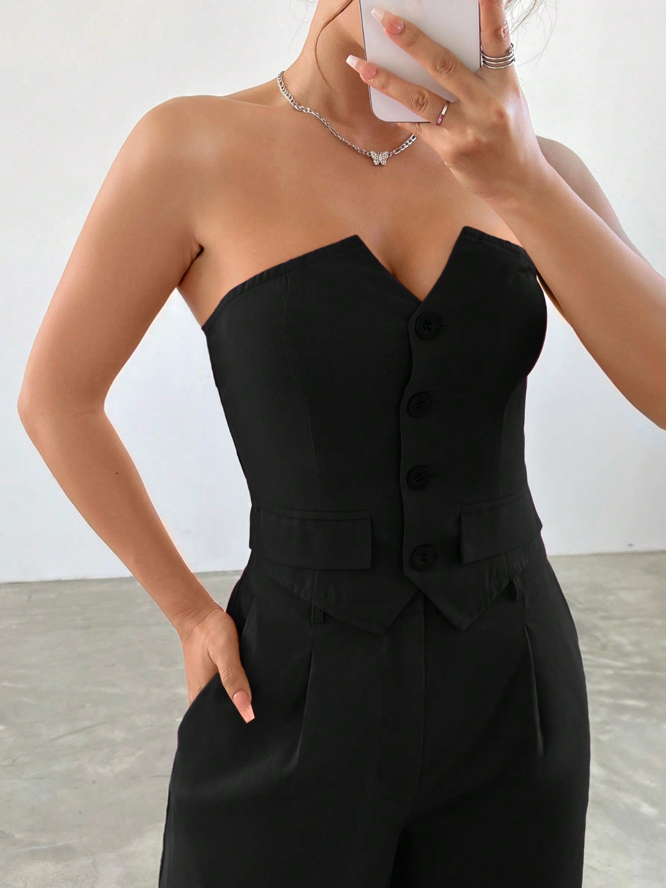 Top With Single-Breasted Set