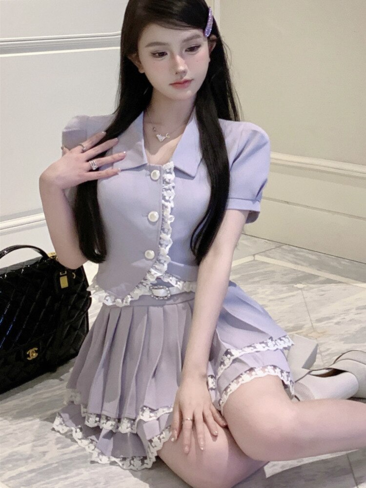Korean Fashion - Sweet Purple Set-byhallyuu