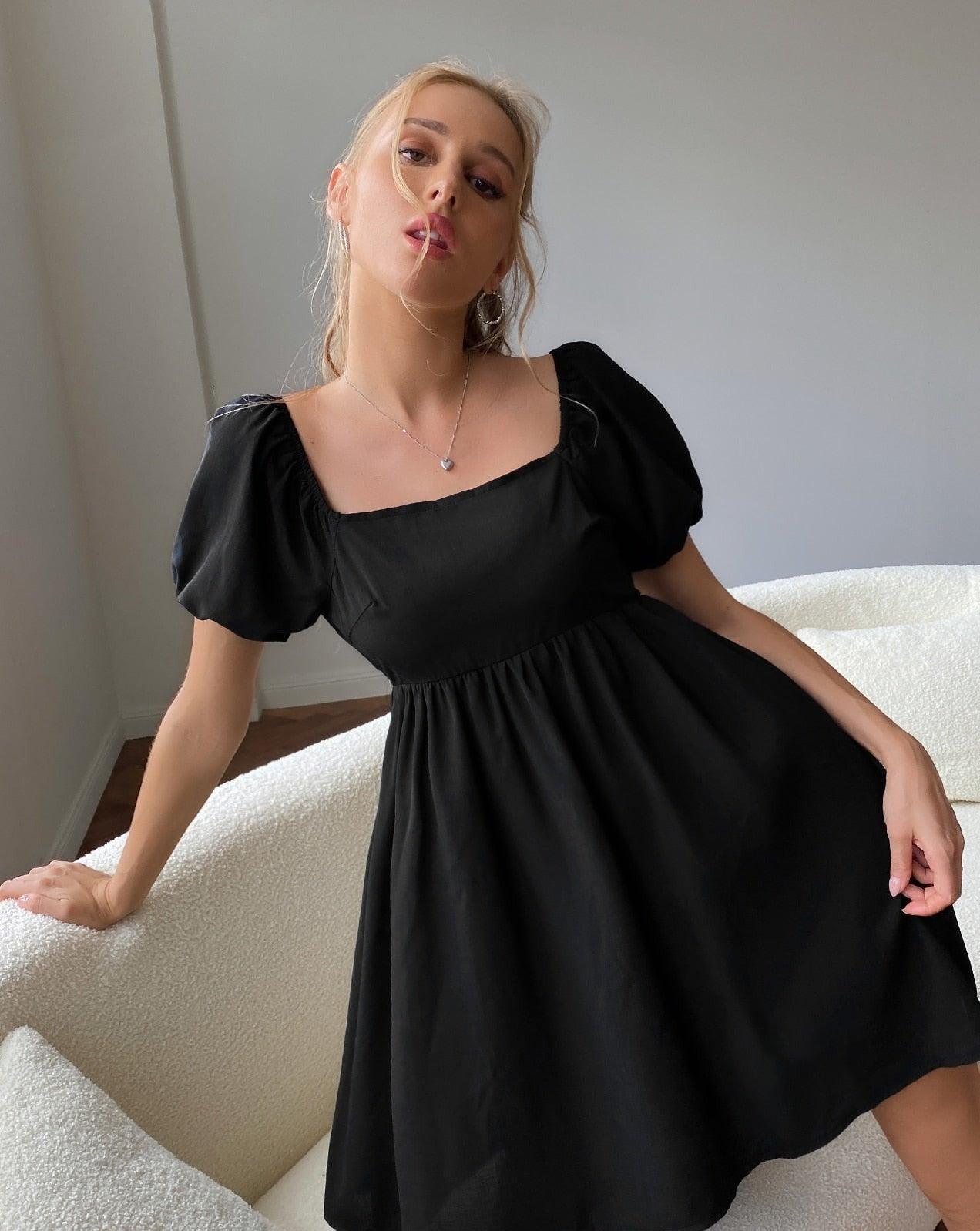 Black Puff Sleeve Dress