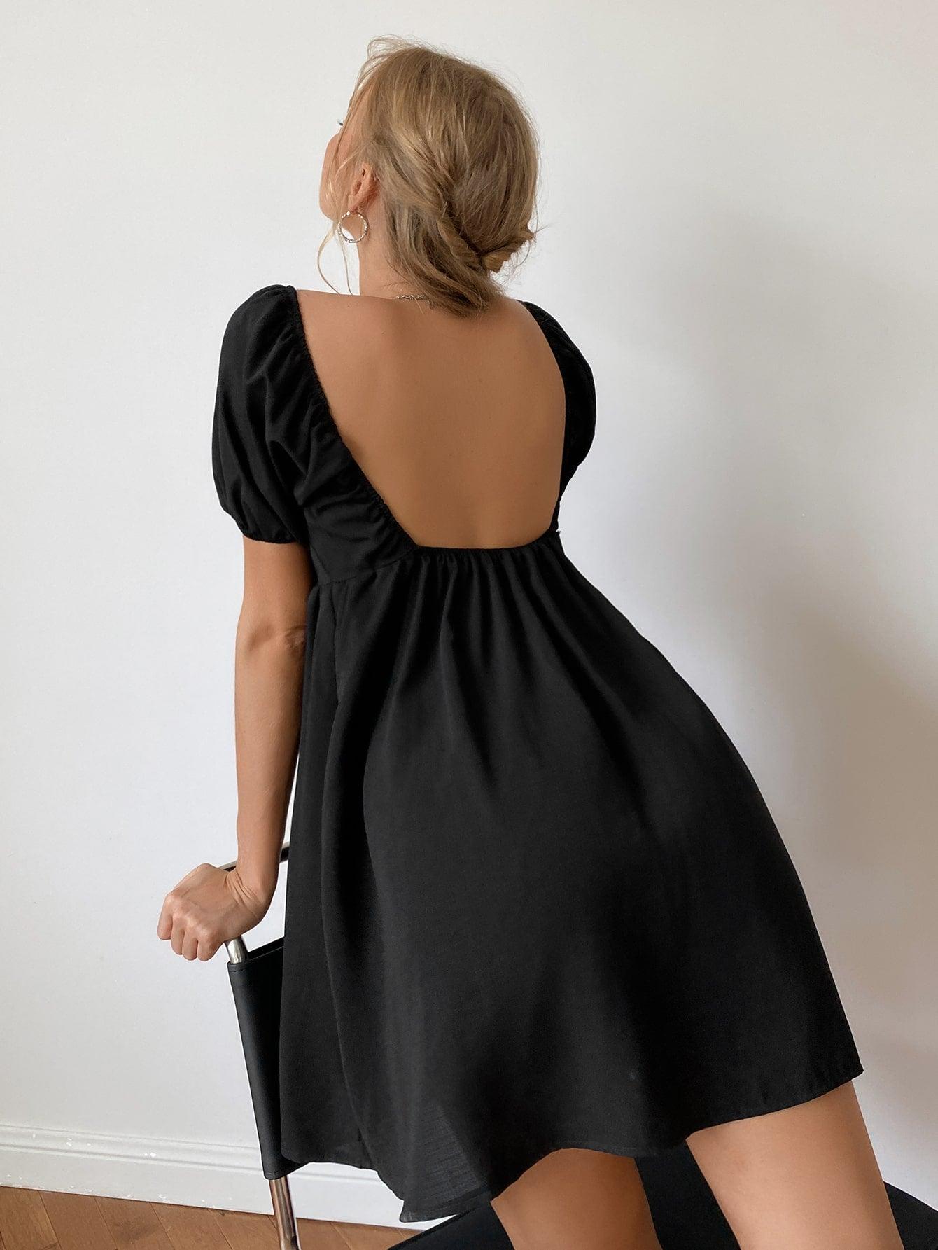 Black Puff Sleeve Dress