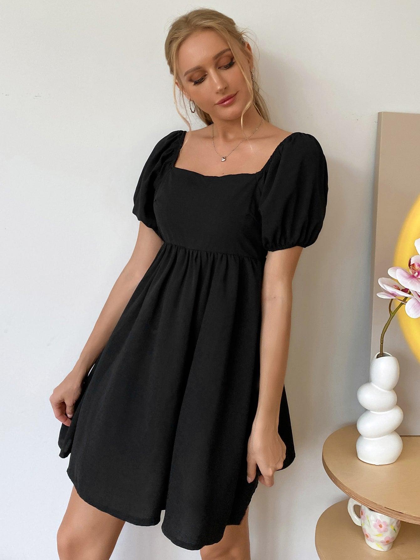 Black Puff Sleeve Dress