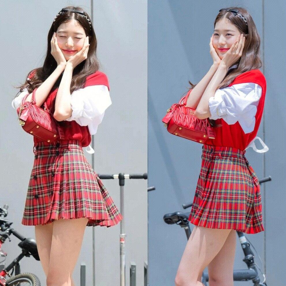 Red Pleated Skirt | Wonyoung - IVE - Kpop store ByHallyuu