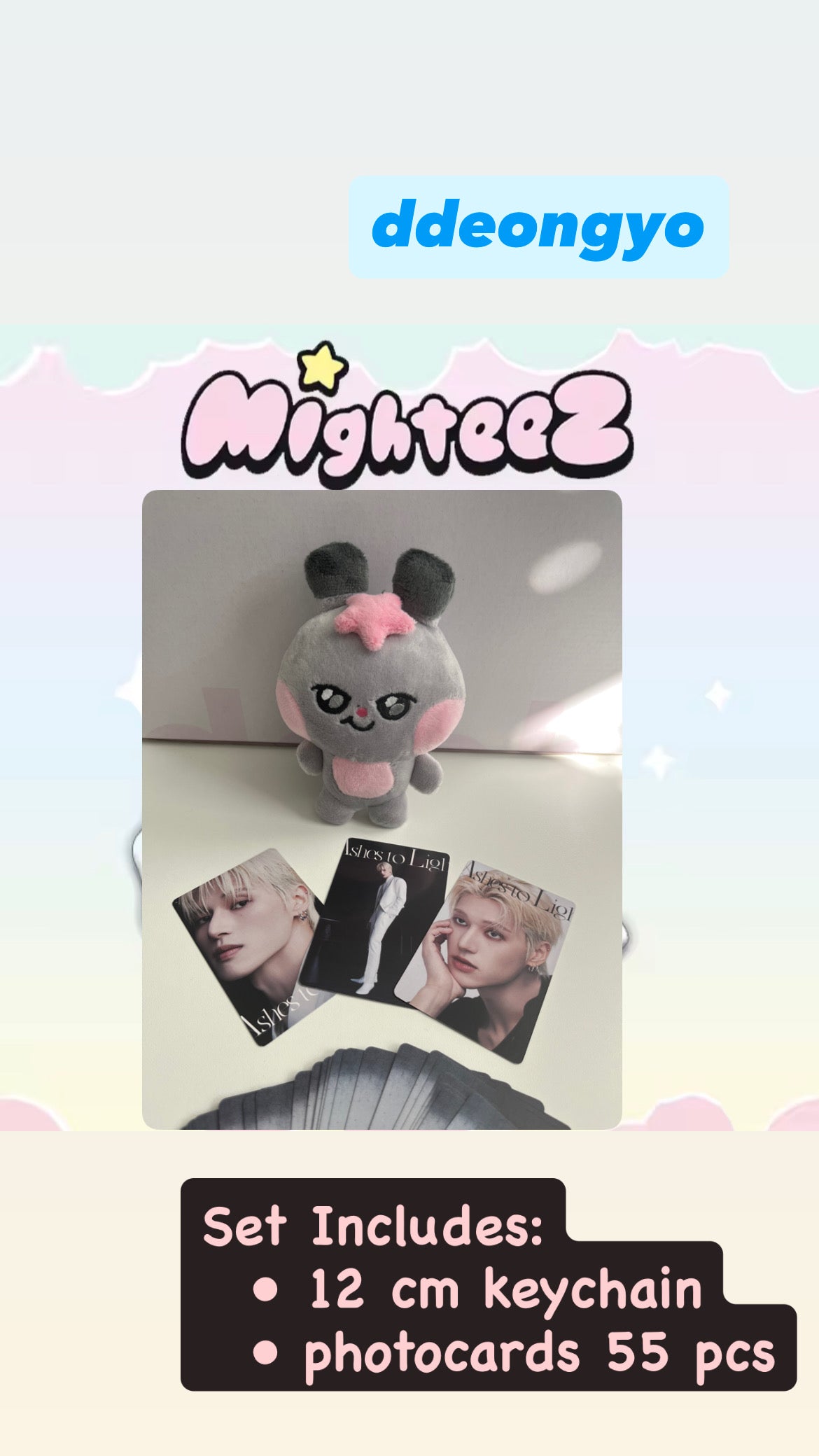 ATEEZ MIGHTEEZ Keyring & Photocard – Plush K-Pop Collectible