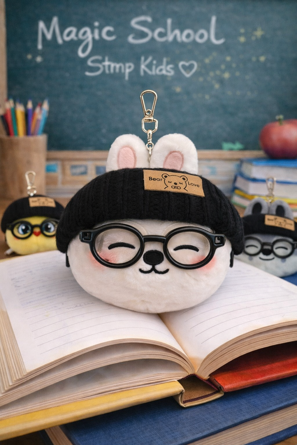 SKZOO Plush Keychain – Custom Hat & Glasses | Stray Kids Inspired Gift