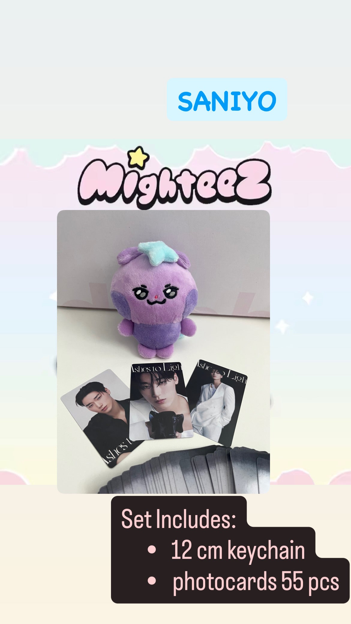 ATEEZ MIGHTEEZ Keyring & Photocard – Plush K-Pop Collectible