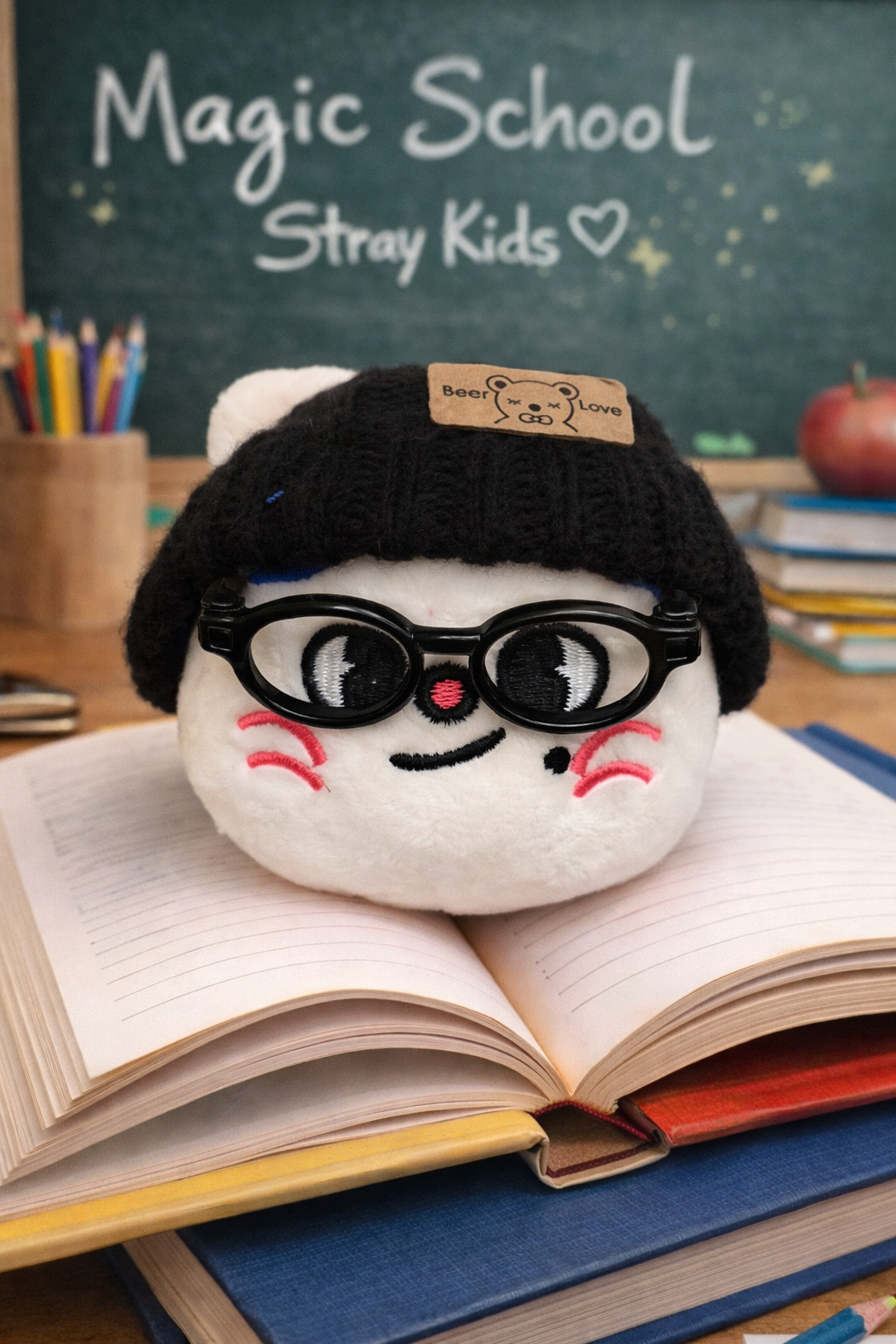 SKZOO Plush Keychain – Custom Hat & Glasses | Stray Kids Inspired Gift