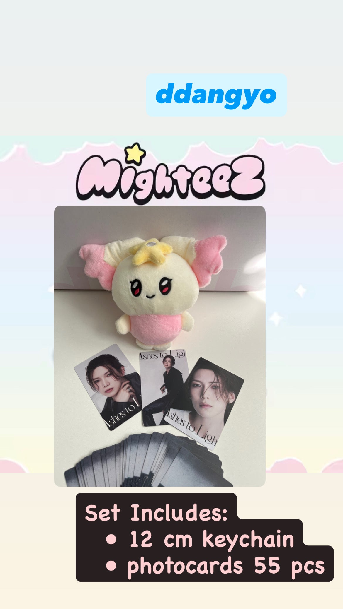 ATEEZ MIGHTEEZ Keyring & Photocard – Plush K-Pop Collectible