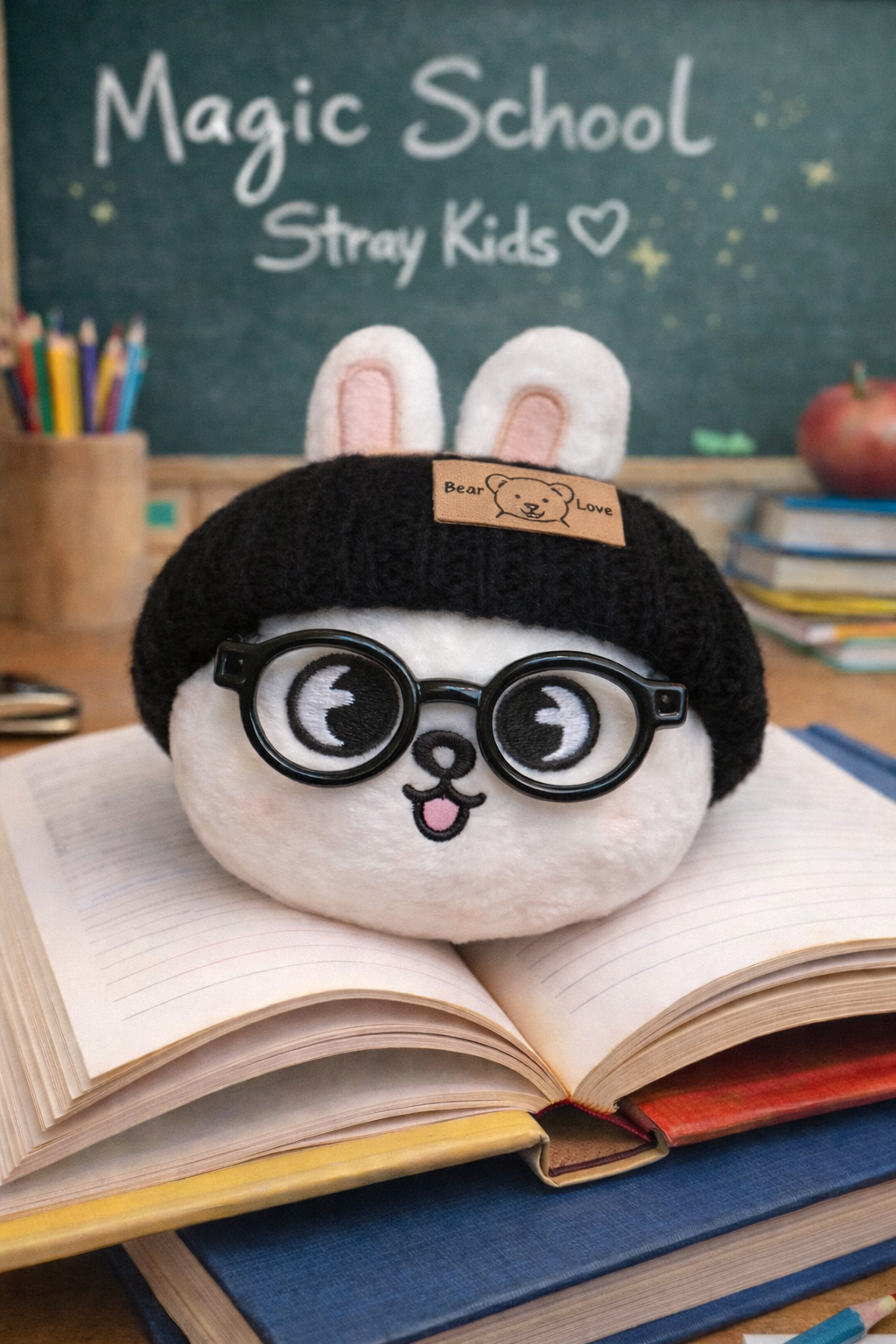 SKZOO Plush Keychain – Custom Hat & Glasses | Stray Kids Inspired Gift