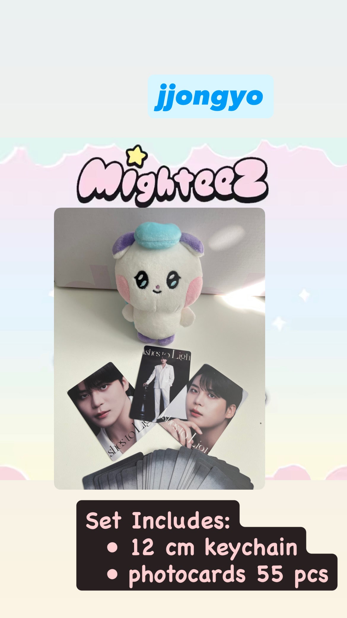 ATEEZ MIGHTEEZ Keyring & Photocard – Plush K-Pop Collectible