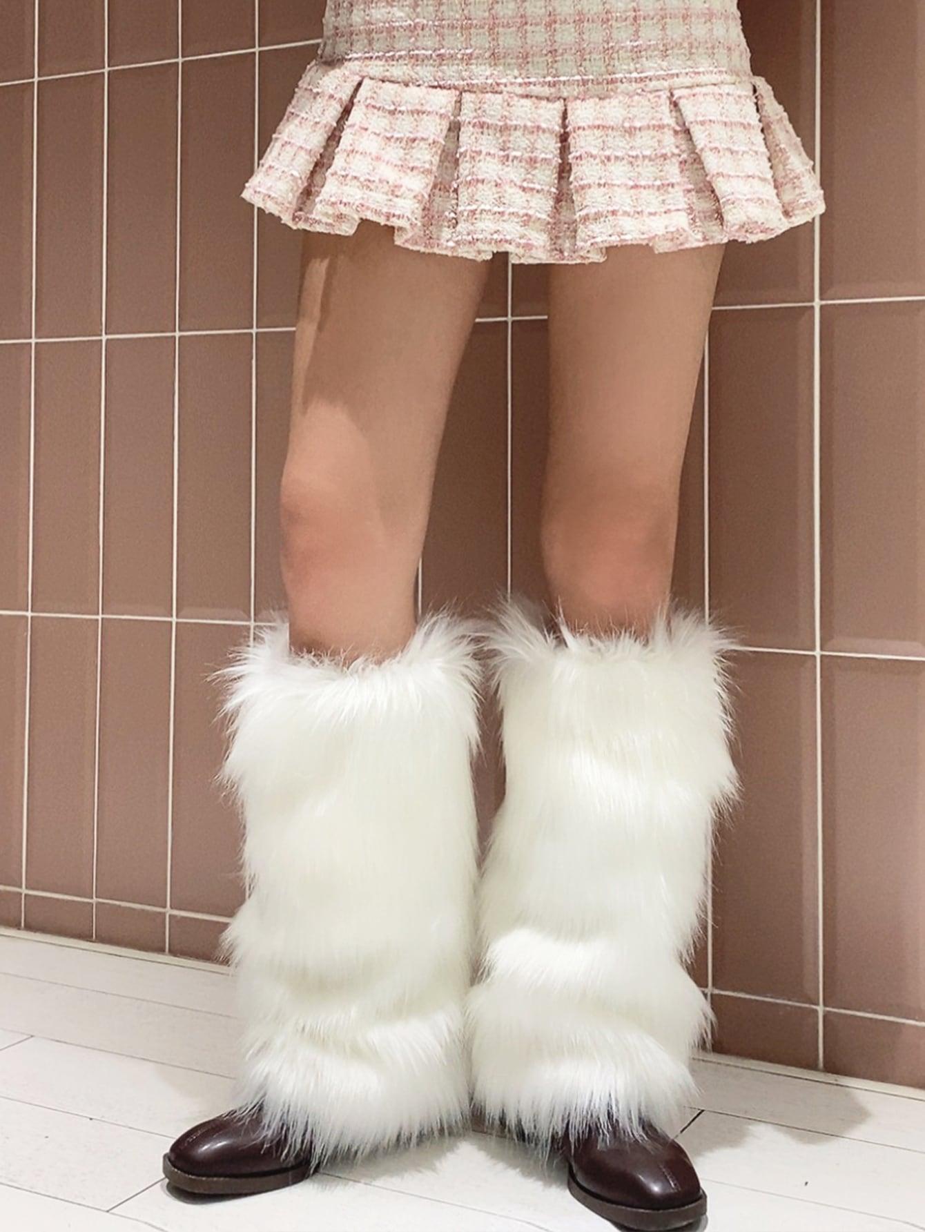 White Fur Leg Warmers