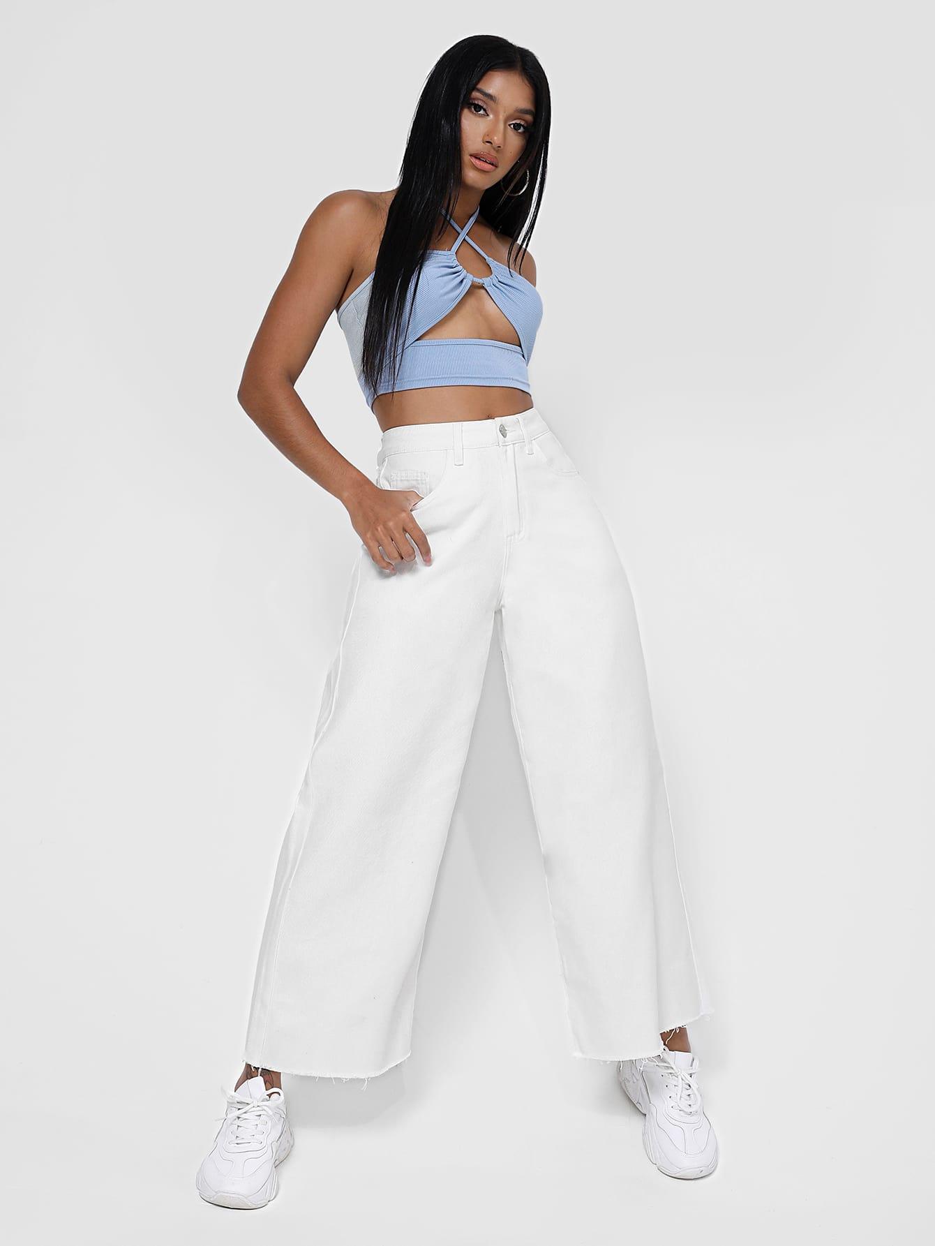 Wide Leg Jeans White | Jisso - BlackPink - Kpop store ByHallyuu