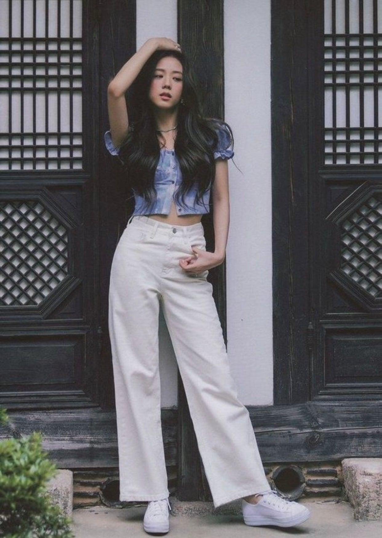 Wide Leg Jeans White | Jisso - BlackPink - Kpop store ByHallyuu